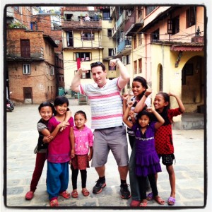 Rollin' with some kids in Patan's alleys